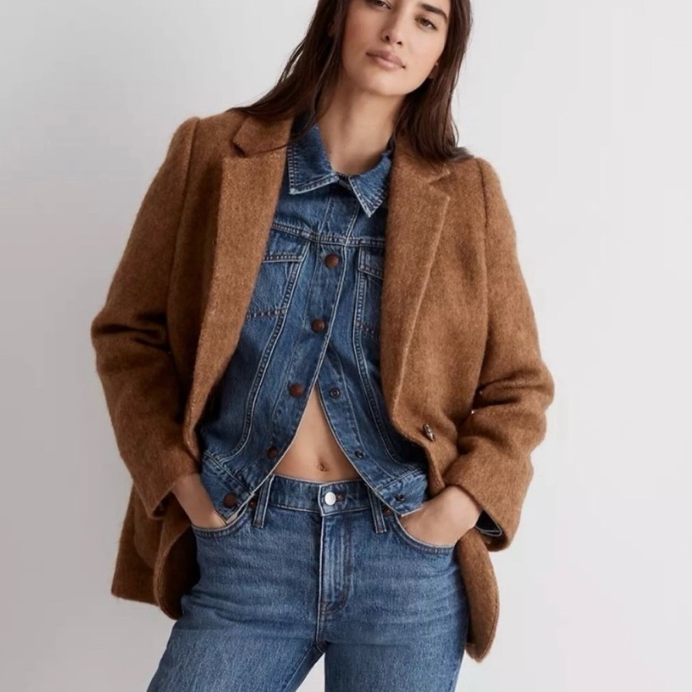 Madewell Boucle Larsen Blazer in Toffee